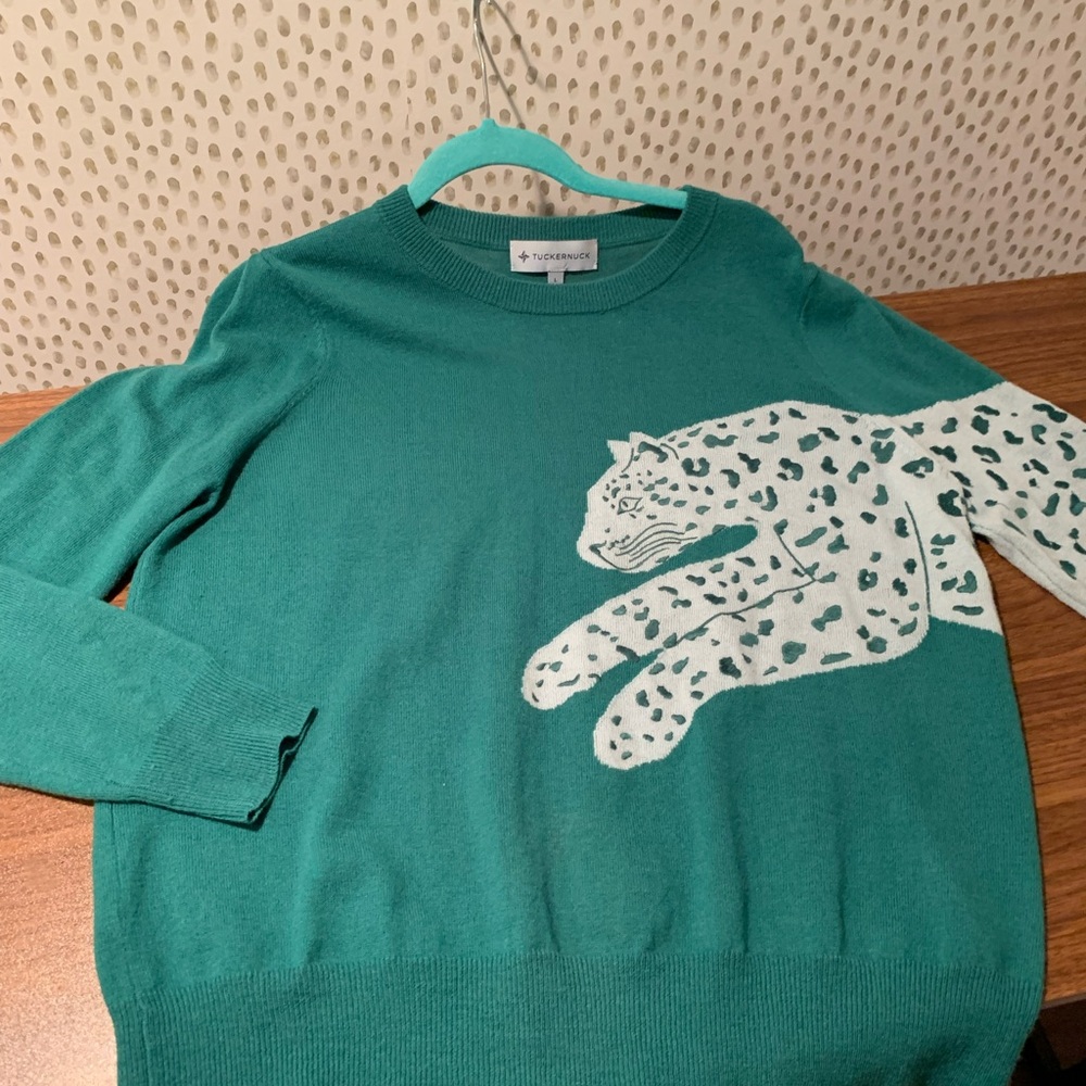 Tuckernuck wool sweater w leopard detail